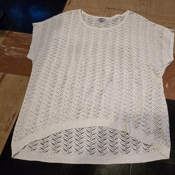 Worthington sheer white blouse top shirt misses size large, could fit an XL NWOT - Picture 1 of 8